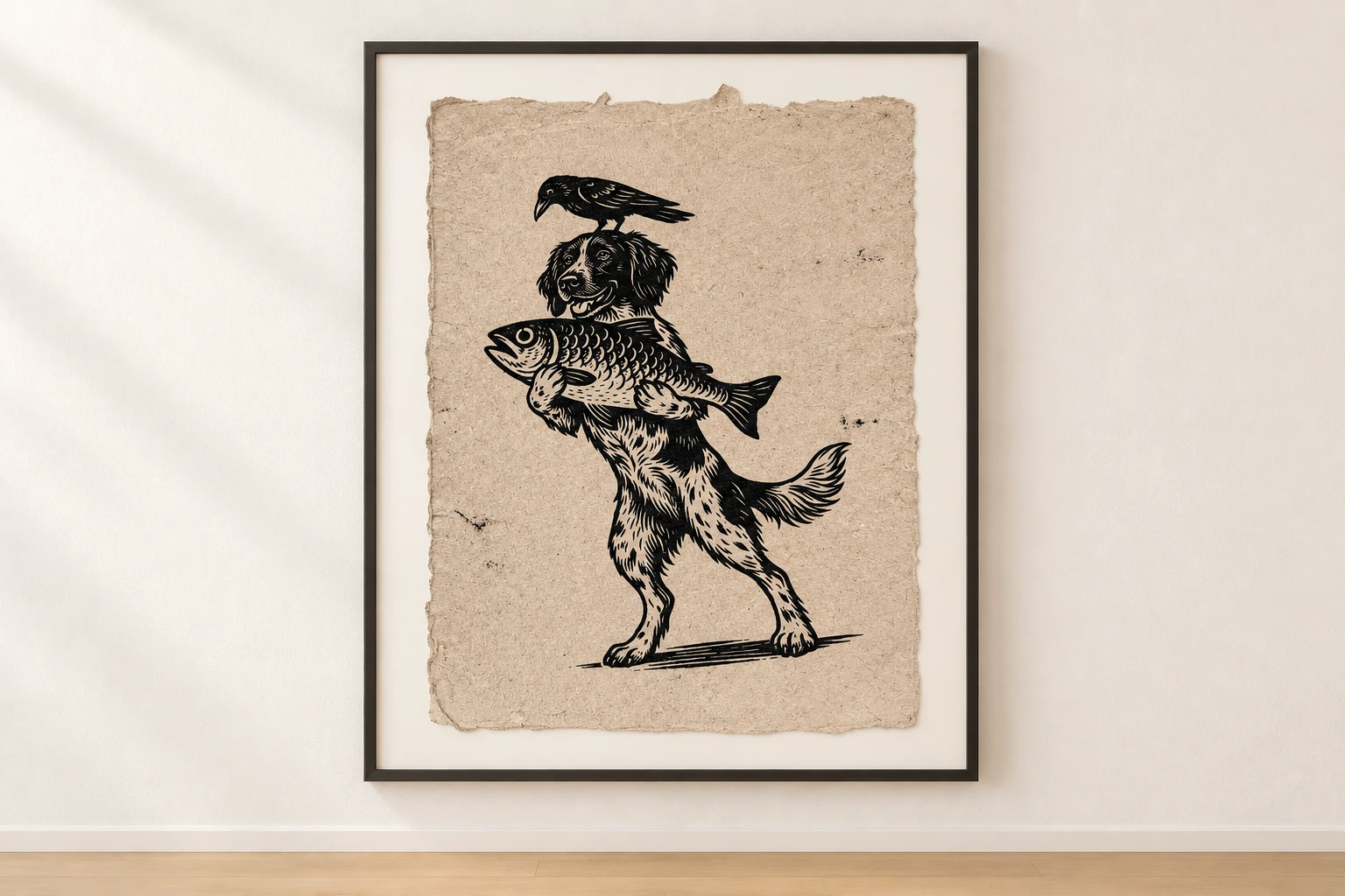 We All Carry Something, a print on natural paper in a mounted frame.