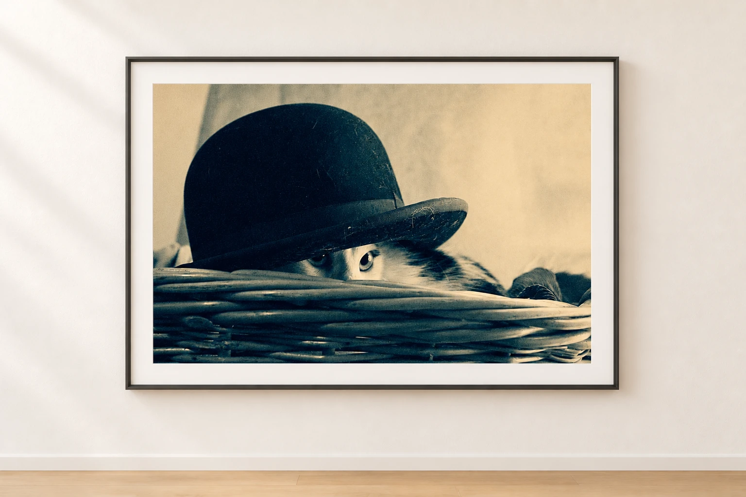 Mňoukil Poirot presented as a framed photographic print.