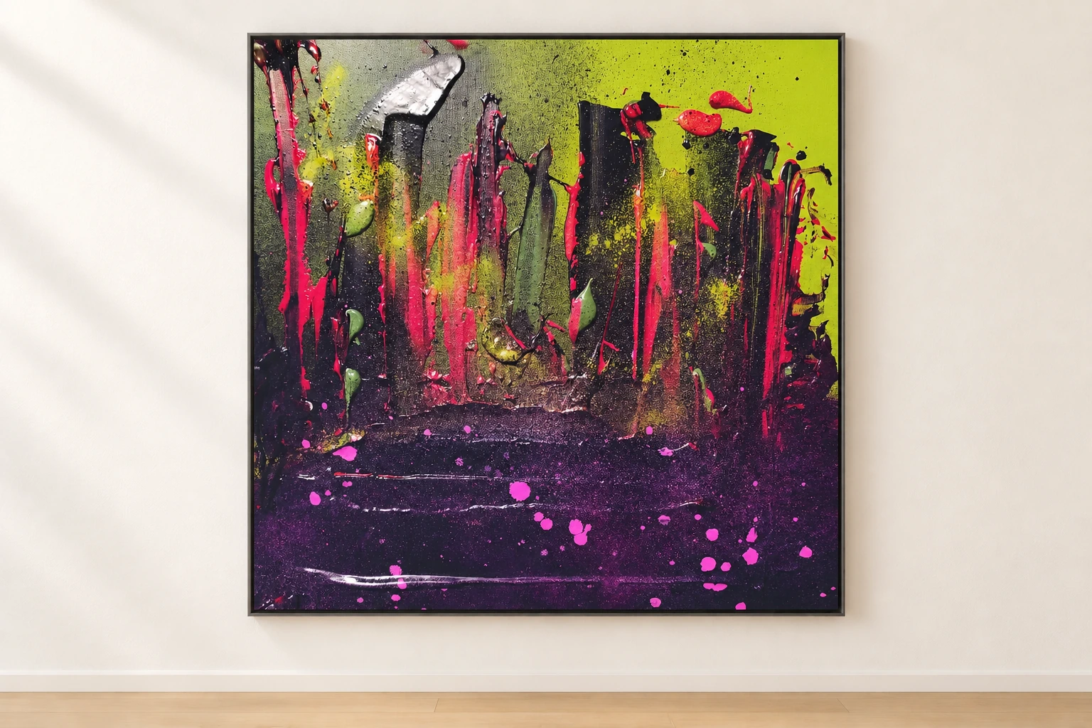 Black Marsh, an abstract painting in a simple gallery frame.
