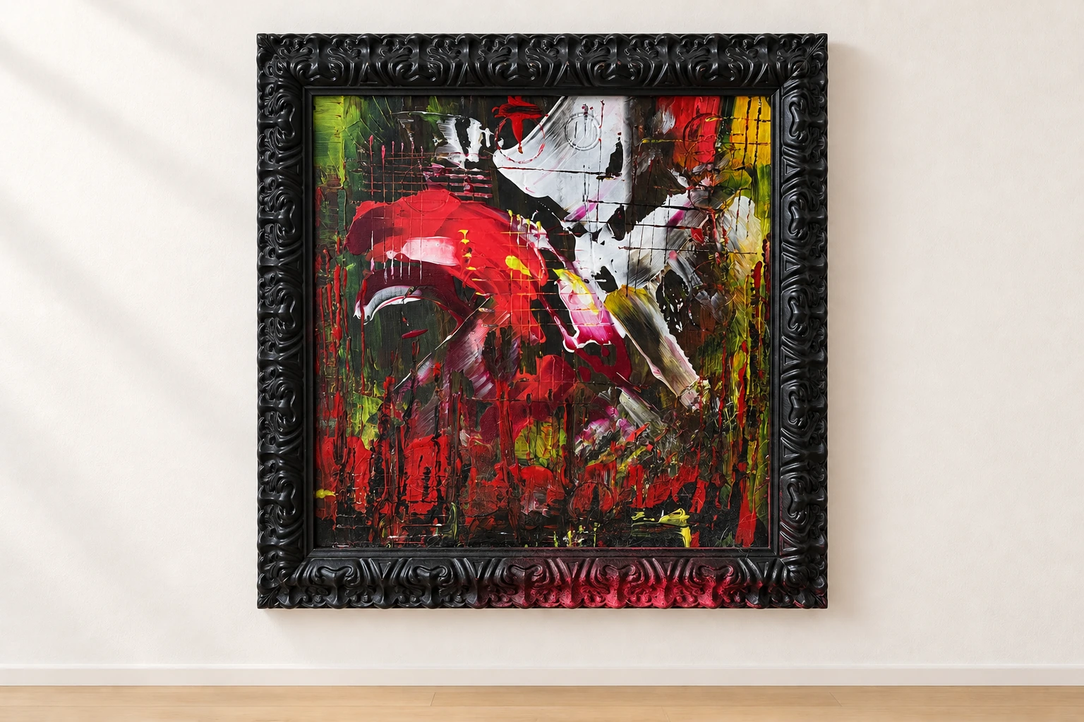 A Pulse Beneath the Surface, in its original ornate black frame on a light wall.
