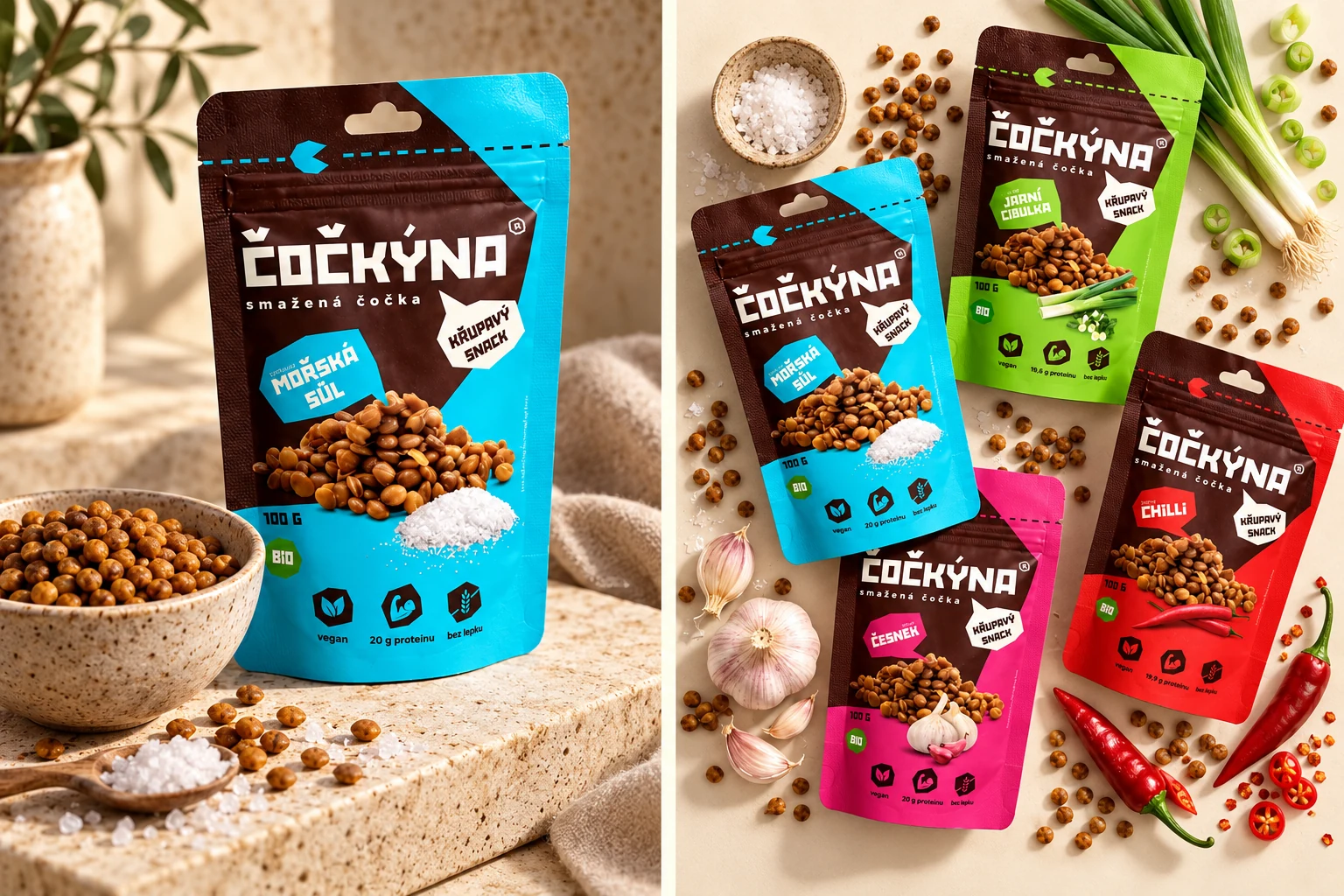 A packaging detail and colour distinctions across the range.